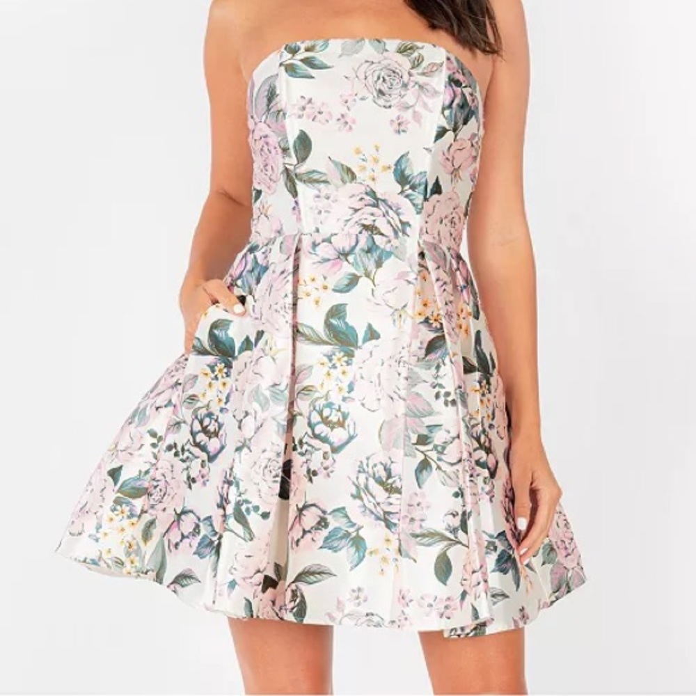 Speechless Strapless Floral Fit & Flare Dress